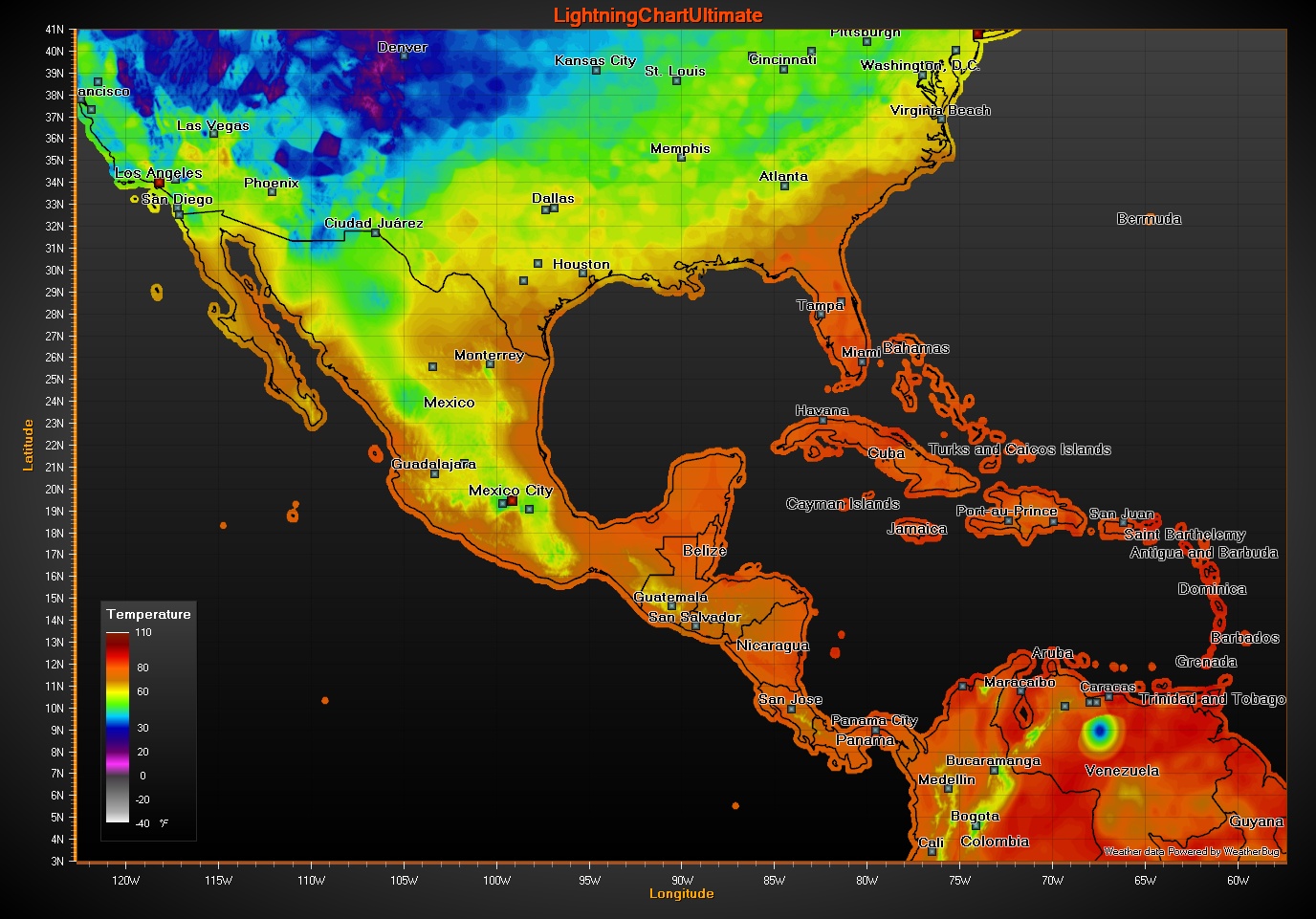 Temperature tile gradient layer and vector map